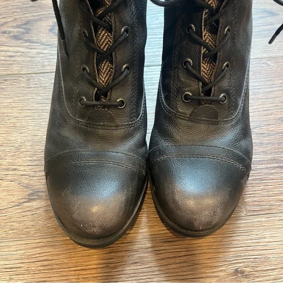 Kelsi Dagger Black & Grey Women’s Leather Lace Up Combat Moto Boots Size 10 - Picture 2 of 9